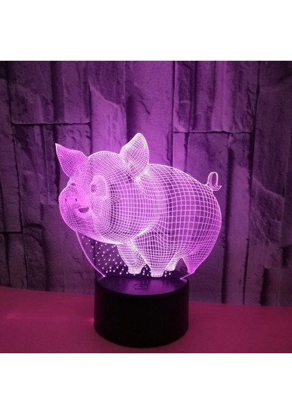 Domuz Gece Ht Işık Ht 3D Illusion Lamba Dokunmatik 7 Renk Değişen Yatak Odası Dekor Kız Çocuklar Doğum Günü Hediyesi Oyuncaklar Domuzlar Hediyeler (Yurt Dışından)
