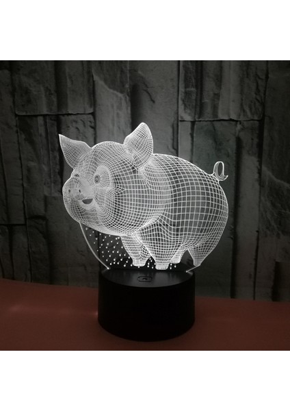 Domuz Gece Ht Işık Ht 3D Illusion Lamba Dokunmatik 7 Renk Değişen Yatak Odası Dekor Kız Çocuklar Doğum Günü Hediyesi Oyuncaklar Domuzlar Hediyeler (Yurt Dışından) fiyatları