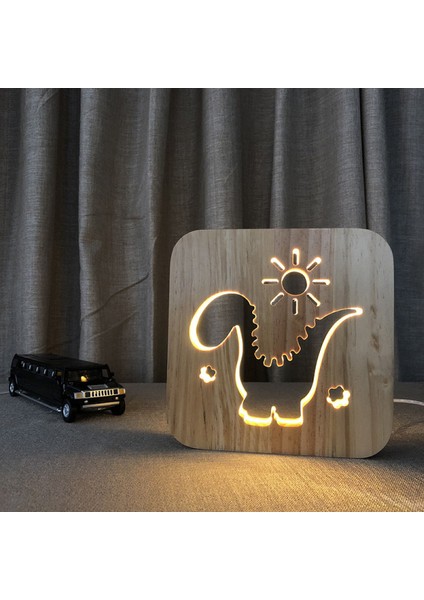 Çocuklar Için Dinozor Gecesi;ht Işık;ht Çocuklar Için Ahşap 3D Lamba Yaratıcı Ahşap Işık;hts Basit Dekoratif Işık;hts 3D Ahşap Oyma Desen LED Gece;ht Işık;ht Masa Için (Yurt Dışından)
