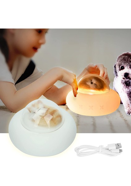 LED Bataryalı Gece Lambaları, Pratik Silikon Bataryalı Gece Lambası Profesyonel Tasarım Kompakt Boyutlu Hafif Yüksek Kaliteli Silikon, Arkadaşlara Uygun Ofis (Kedi) (Yurt Dışından)