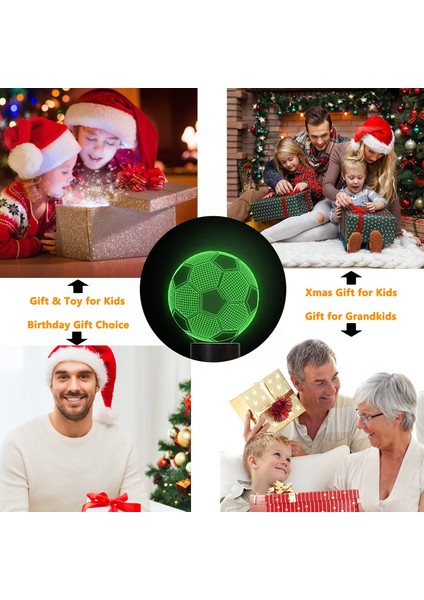 Gece Ht Işık Uzaktan Kumandalı 3D Optik Illüzyon Lambası 16 Renk Değişen Futbol Doğum Günü Sevgililer Günü Hediyesi Spor Fanı Erkek Kız Için (Stil A) (Yurt Dışından)