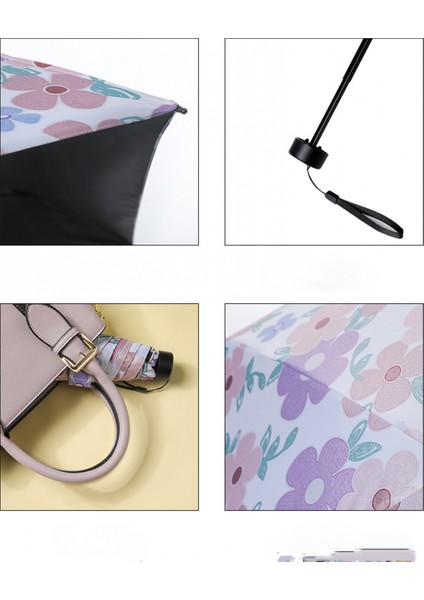 Mini Yağmur ve Yağmur Şemsiye Moda 50% Katlanır Güneşlik Küçük Çiçek Cep Şemsiye --- Mavi (Yurt Dışından) modelleri