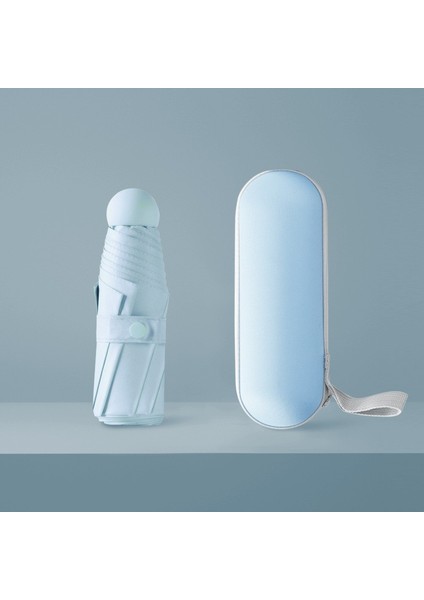 Mavi ve Kapsül Kutulu) Büyük Ultra Hafif Küçük Beş Katlı Şemsiye Güneş Koruyucu Güneşlik Güneşlik Anti-Ultraviyole Şemsiye Mini Şemsiyeler ve Yağmur Şemsiyeleri (Yurt Dışından)