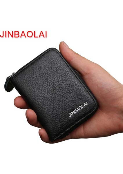 Jınbaolaı Marka Erkek Cüzdan Hakiki Deri Erkek Cüzdan Fermuar Kısa Çantalar Para Cebi Yumuşak Katı Küçük Cüzdan Mini Para Çantası (Yurt Dışından)