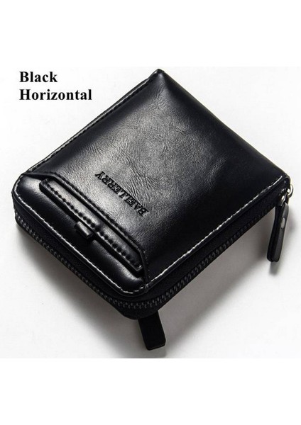 Moda Erkekler Yüksek Kaliteli Kısa Pu Çanta Vintage Fermuarlı Çanta Bozuk Para Çantaları Cüzdan Kart Tutucu Erkek Cüzdan (Yurt Dışından)