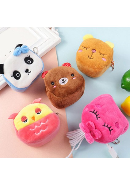 Yumuşak Peluş Mini Para Cüzdan Panda Köpek Tavşan Kurbağa Karikatür Kadın Bozuk Para Cüzdanı Sevimli Fermuar Kızlar USB Kablosu Çanta Anahtar Cüzdan Bozuk Para Kesesi (Yurt Dışından)