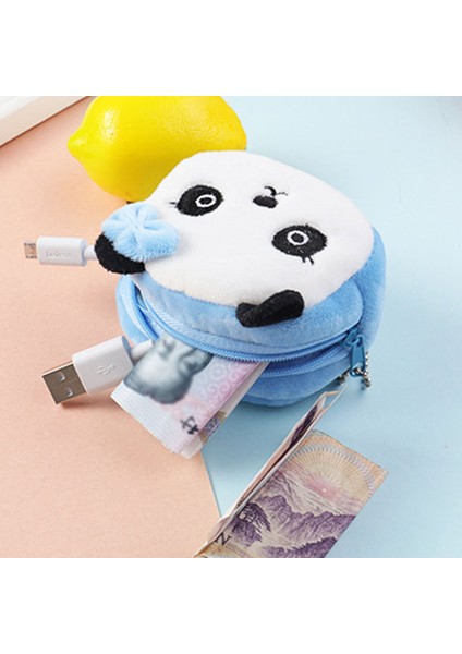 Yumuşak Peluş Mini Para Cüzdan Panda Köpek Tavşan Kurbağa Karikatür Kadın Bozuk Para Cüzdanı Sevimli Fermuar Kızlar USB Kablosu Çanta Anahtar Cüzdan Bozuk Para Kesesi (Yurt Dışından)