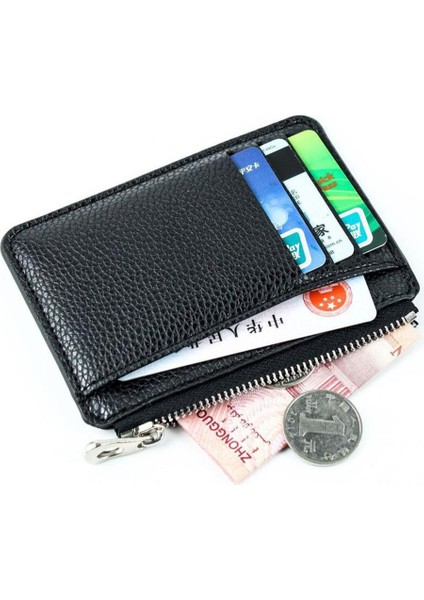 Yüksek Kaliteli Cüzdan Pu Deri Kadın Erkek Kart Tutucu Unisex Fermuarlı Kartvizit Kılıfı Kredi Mini Banka Kartları Tutucu Hediye (Yurt Dışından)