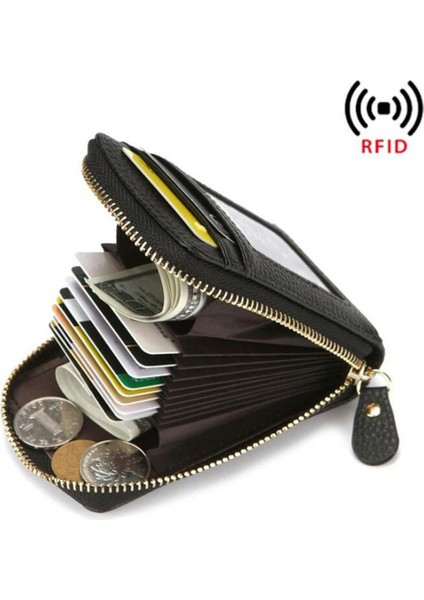 Rfid Vintage Pu Deri Erkek Kadın Engelleme Fermuar Cüzdan Seyahat Yolculuk Bankası Kredi Kartı Tutucu Organizatör Çanta Çanta Kılıf (Yurt Dışından)