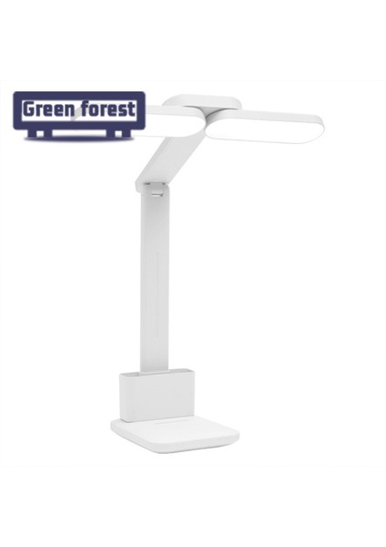 Yeşil Orman LED Masa Lambası Kısılabilir Yurt Yatak Odası USB Şarj LED Okuma Lambası (Yurt Dışından)