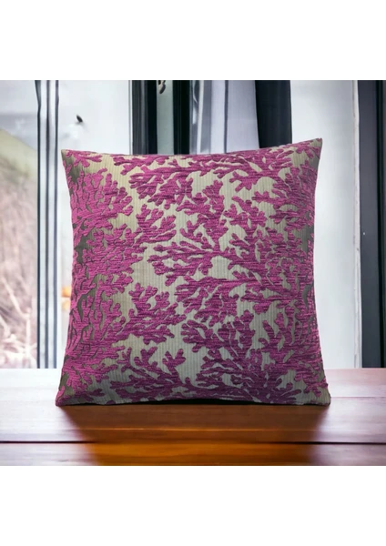 Pillows Store Mercan Desenli Mor Kırlent Kılıfı 45CM*45CM