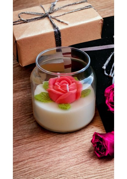 Nefha Candle Gül Fanus Soya Wax Mum  ( Koku Seçenekleri Acıklamada )