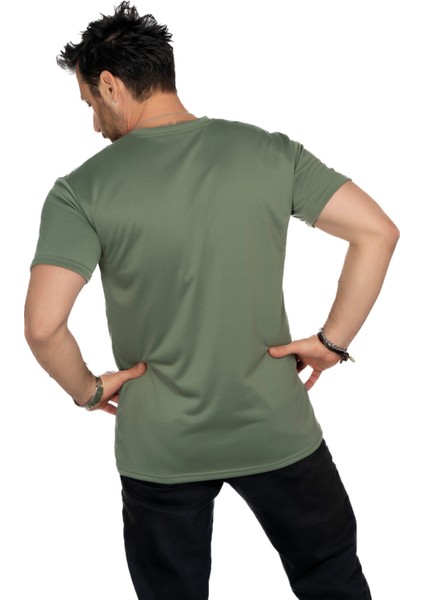 Aşırı Terleme Önleyici Haki V Yaka Erkek T-Shirt, Ter Sızdırmaz, Çift Katmanlı fiyatları