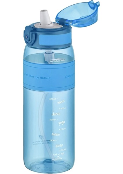 600ML Silikon Gövde Pipetli (Isırılmaz) Tritan Su Matarası
