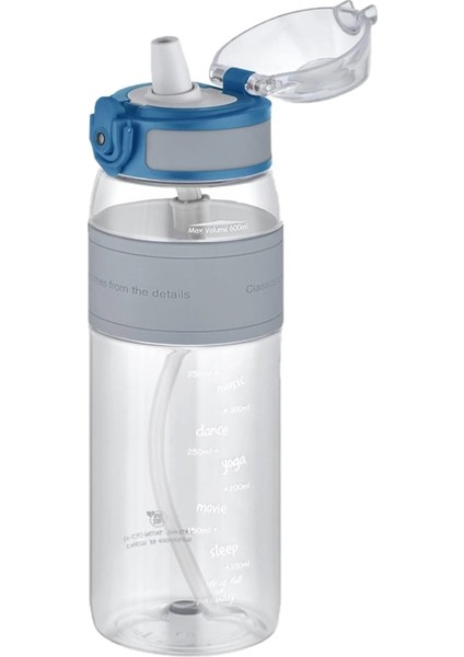 600ML Silikon Gövde Pipetli (Isırılmaz) Tritan Su Matarası