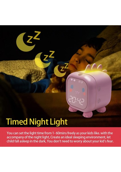 Dinozorlu Çocuk Çalar Saat, Çocuk Yatak Odası Için Dijital Çalar Saat, Sevimli Başucu Saati Çocuk Uyku Eğitmeni, Uyandırma Işığı ve Usb'li Gece Işığı (Pembe) (Yurt Dışından) fiyatları