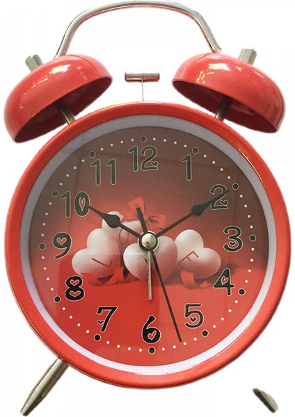 4 Inç Metal Çalar Saat, Çocuklar, Öğrenciler ve Yetişkin Ev Ofis Saati Için Parlak Dilsiz Basit Küçük Çalar Saat ile Kalp Şeklinde Aşk Kırmızı (Yurt Dışından)