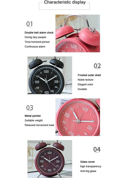 Inç Ikiz Zil Çalar Saat, Arkadan Aydınlatmalı, Sessiz Hareketsiz, Pille Çalışan, Yüksek Sesle Uyandırma Çalar Saati (Siyah) (Yurt Dışından) fırsatları