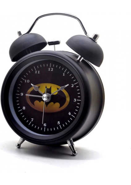 3 Inç Çocuk Çalar Saat Retro Sessiz Işaretçi Saat Yuvarlak Dijital Çift Çan Siyah Çalar Saat Başucu Gece Lambası Ev Dekorasyon Batman (Yurt Dışından)