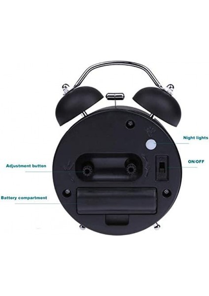 3 Inç Çocuk Çalar Saat Retro Sessiz Işaretçi Saat Yuvarlak Dijital Çift Çan Siyah Çalar Saat Başucu Gece Lambası Ev Dekorasyon Batman (Yurt Dışından) modelleri