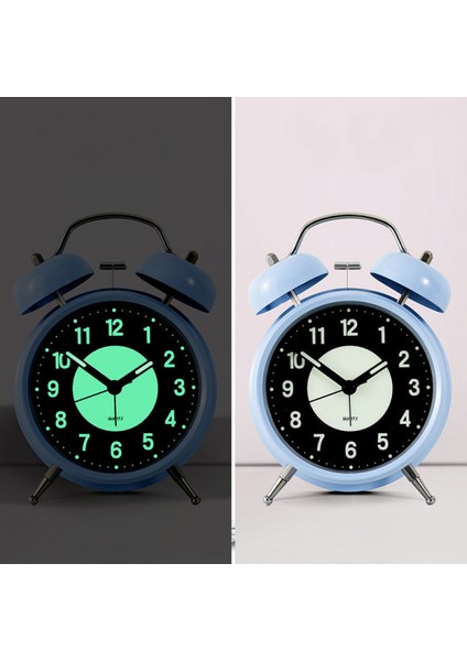 Öğrenciler, Çocuklar ve Yetişkinler Için 4 Inçlik Metal Işıklı Sevimli Çalar Saat Sessiz Çalar Saat, (Açık Mavi) (Yurt Dışından) fiyatları