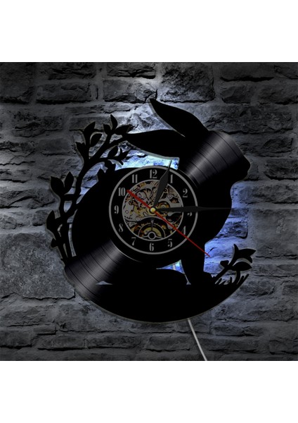 Müzik Vinil Kayıt Duvar Saati - Tavşan Nostaljik Retro LED Işık Duvar Saati - Vinil Saat - Oturma Odası Duvar Dekoru - Müzik Aşığı Için Eşsiz Hediyeler (Yurt Dışından)