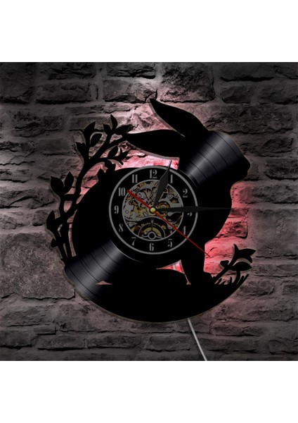 Müzik Vinil Kayıt Duvar Saati - Tavşan Nostaljik Retro LED Işık Duvar Saati - Vinil Saat - Oturma Odası Duvar Dekoru - Müzik Aşığı Için Eşsiz Hediyeler (Yurt Dışından)
