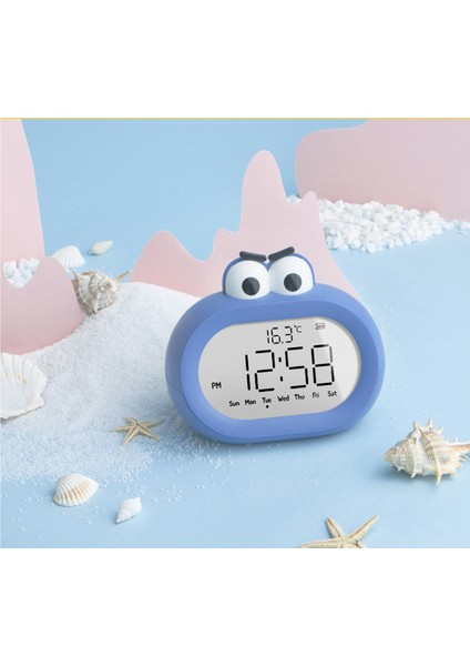 Justup Güzel Karikatür Çocuk Çalar Saat Calculagraph Çift Kullanımlı Akıllı Elektronik Çalar Saat (Mavi) (Yurt Dışından)