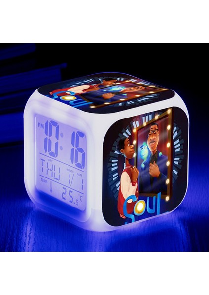 Wekity Anime Zihin Macera Renkli Çalar Saat LED Kare Saat Zaman, Sıcaklık, Alarm, Tarih ile Dijital Çalar Saat (Yurt Dışından)