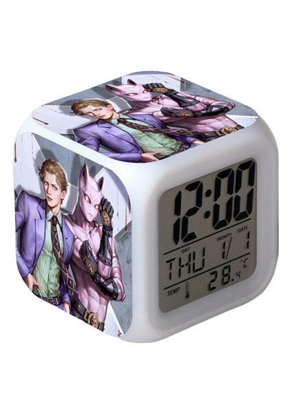 Wekity Anime Çalar Saat Tek Parça LED Kare Saat Zaman, Sıcaklık, Alarm, Tarih ile Dijital Çalar Saat (Yurt Dışından)