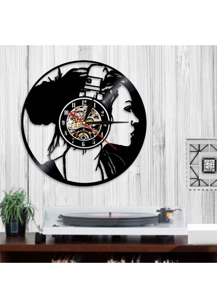 Müzik Vinil Kayıt Duvar Saati - Müzik Kız Vinil Duvar Saati - Vinil Saat - Oturma Odası Duvar Dekoru - Müzik Aşığı Için Eşsiz Hediyeler (Yurt Dışından) fırsatları