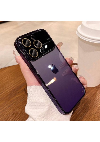 Iphone 14 Pro Max Kamera Korumalı Çerçeveli Lensli Renkli Arkası Şeffaf Silikon Frame Telefon Kılıfı
