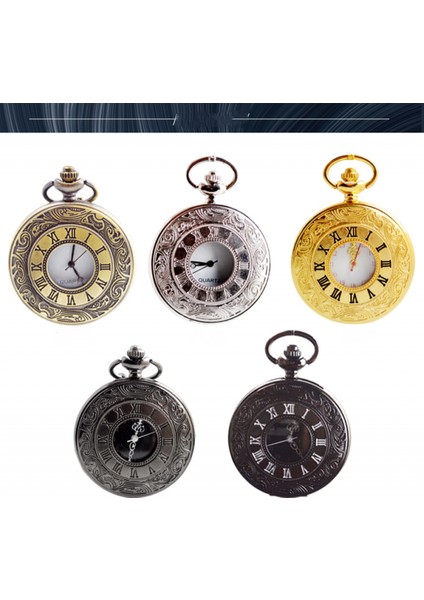 Vintage Romen Rakamları Ölçekli Kuvars Cep Saati, Zincirli, Siyah (Yurt Dışından) fırsatları