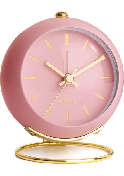 Pille Çalışan Işıklı Masa Çalar Saatler, Retro Sessiz Geçiş Yok Analog Küçük Saat, Başucu / Yatak Odası Için Yüksek Sesli Vintage Masa Çalar Saatler (Pembe) (Yurt Dışından)