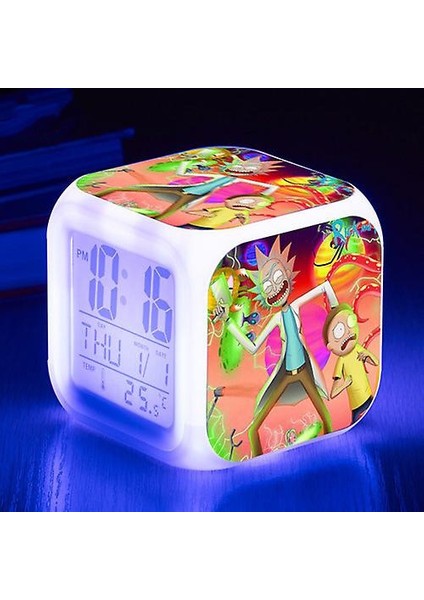 Wekity Anime Karikatür Çalar Saat Tek Parça LED Kare Saat Zaman, Sıcaklık, Alarm, Tarih ile Dijital Çalar Saat (Yurt Dışından)