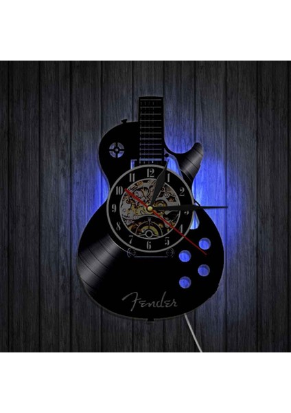 Lamba ile 12 Inç Vinil Kayıt Duvar Saati Oturma Odası Çalışma Retro Gitar CD Kayıt Duvar Saati Dilsiz Saat (Yurt Dışından) modelleri