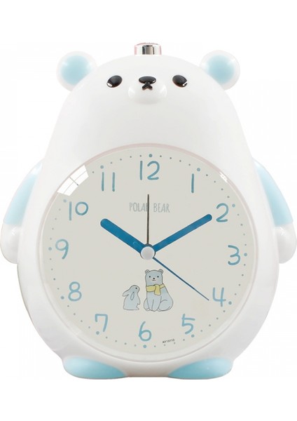 Yatak Odaları Için Çalar Saatler, Karikatür Çalar Saat Ayı Çalar Saat Gece Lambası, Öğrenci Çocuk Ev Dekorasyonu Masaüstü Saati (Beyaz Mavi) (Yurt Dışından)