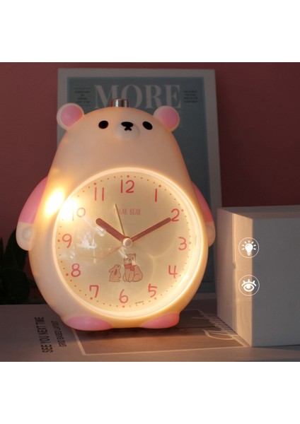 Yatak Odaları Için Çalar Saatler, Karikatür Çalar Saat Ayı Çalar Saat Gece Lambası, Öğrenci Çocuk Ev Dekorasyonu Masaüstü Saati (Beyaz Mavi) (Yurt Dışından) modelleri