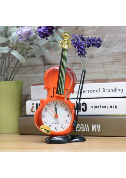 Yatak Odası Çalar Saat, Mini Keman Çalar Saat, Öğrenci Ev Dekorasyonu Masaüstü Saati (Yurt Dışından)