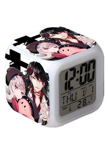 Wekity Anime Çalar Saat Tek Parça LED Kare Saat Zaman, Sıcaklık, Alarm, Tarih ile Dijital Çalar Saat (Yurt Dışından)