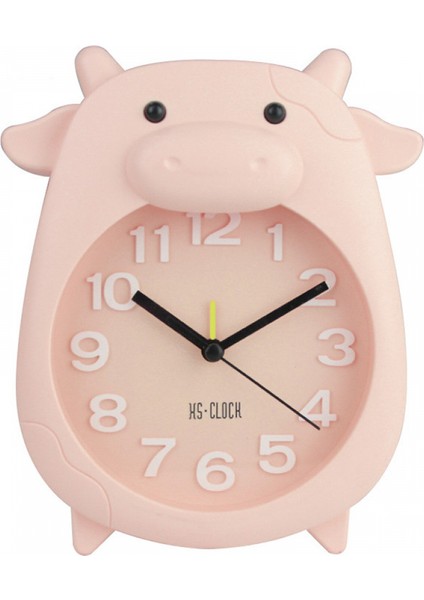 Çocuk Çalar Saat, Karikatür Çalar Saat Küçük Sığır Çalar Saat, Öğrenci Çocuk Ev Dekorasyonu Masaüstü Saati (Pembe) (Yurt Dışından)
