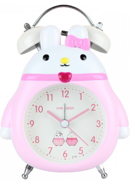Çalar Saat, Analog Metal Tavşan Çalar Saat, Öğrenci Ev Dekorasyonu Masaüstü Saati (Yurt Dışından)