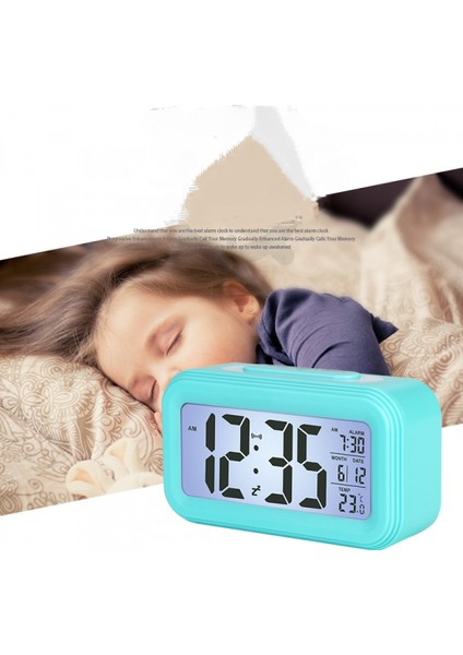 Çocuklar Için Dijital Çalar Saat, Geniş Ekranlı Yükseltilmiş LCD Çalar Saatler, Akıllı Gece Lambası, 12/24H, Iç Ortam Sıcaklığı, Küçük Saatler (Mavi) (Yurt Dışından) fiyatları