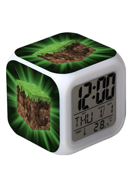 Wekity Anime Çalar Saat Tek Parça LED Kare Saat Zaman, Sıcaklık, Alarm, Tarih ile Dijital Çalar Saat (Yurt Dışından)