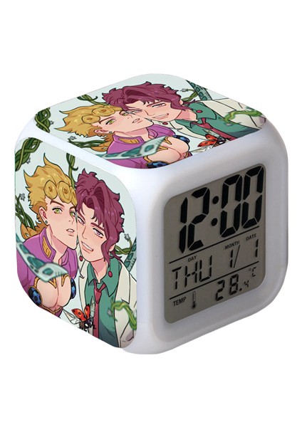 Wekity Anime Çalar Saat Tek Parça LED Kare Saat Zaman, Sıcaklık, Alarm, Tarih ile Dijital Çalar Saat (Yurt Dışından)