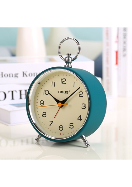 Analog Çalar Saat Gece Işığı Erteleme Fonksiyonu ile Geçmeyen Yuvarlak Retro Çalar Saat Çocuklar Için Yatak Odası Oturma Odası Için Pille Çalışan Saat, Mavi (Yurt Dışından)