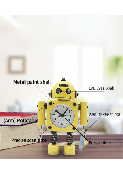 Yatak Odası Çalar Saat, Robot Çalar Saat, Öğrenci Ev Dekorasyonu Masaüstü Saati (Yurt Dışından) fırsatları