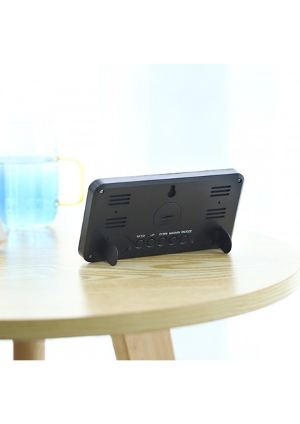 Dijital Masaüstü Saati, Yatak Odası Ev Dekorasyonu Için Elektronik Dijital Çalar Saatler, Zaman/takvim/ısı Göstergeli LCD Ekran, (Siyah) (Yurt Dışından)