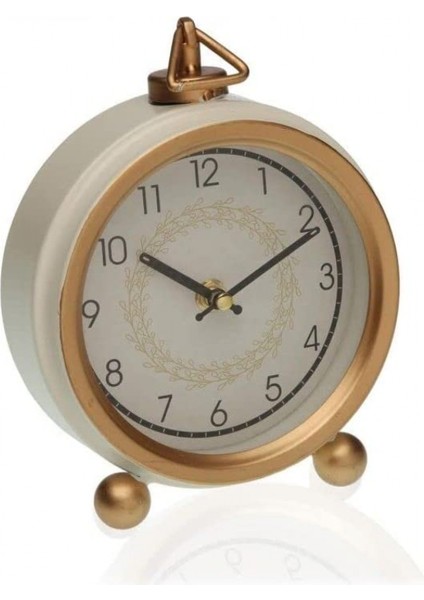 Masa Saati, Altın, Beyaz, Metal (Yurt Dışından)