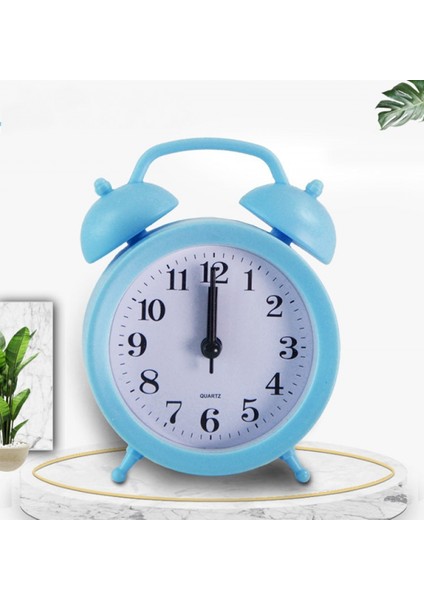4.33 Inç Çalar Saat Yuvarlak Analog Masa Saati Sessiz No Tick Gece Lambası Pille Çalışan Yatak Odası (Mavi) (Yurt Dışından)